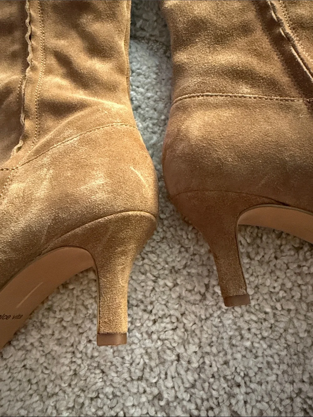 Dolce Vita Chestnut Suede Over-the-Knee Boots with Kitten Heel